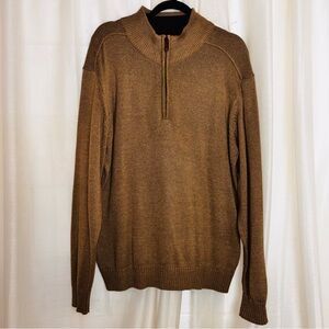 Oscar de la Renta Mock Neck Quarter Zip Cotton Blend Sweater